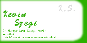 kevin szegi business card